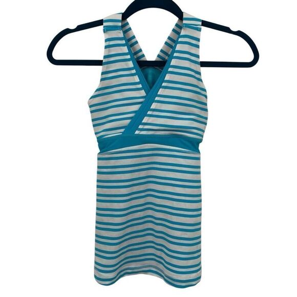 Lululemon Deep V Athletic Tank Twin Stripe Spry Blue / Spry Blue - Picture 1 of 8